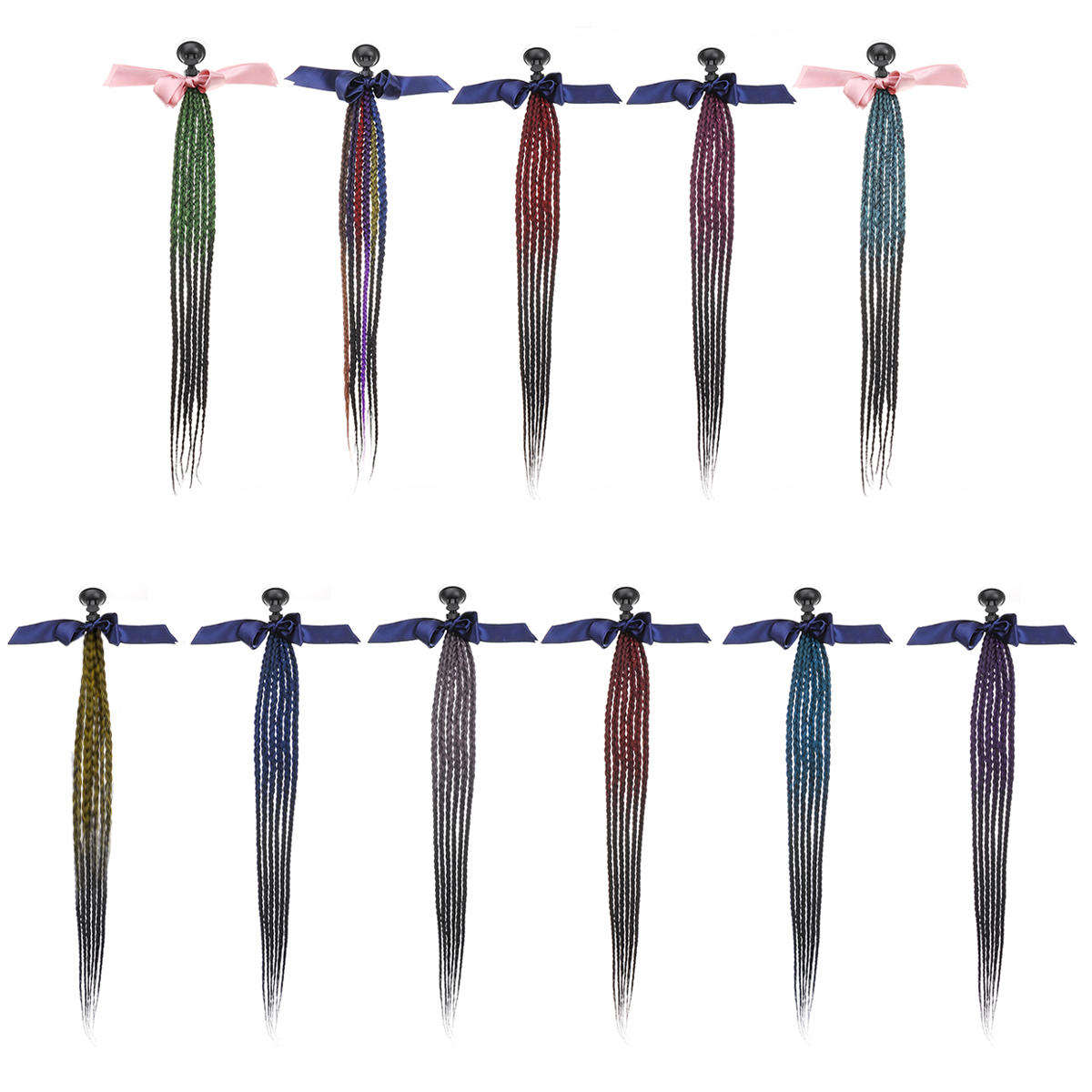 60cm 24 inch Motorcycle Bike Helmet Sucker Removable Hair Braid Pigtail Ponytail Gradient Ramp - #11