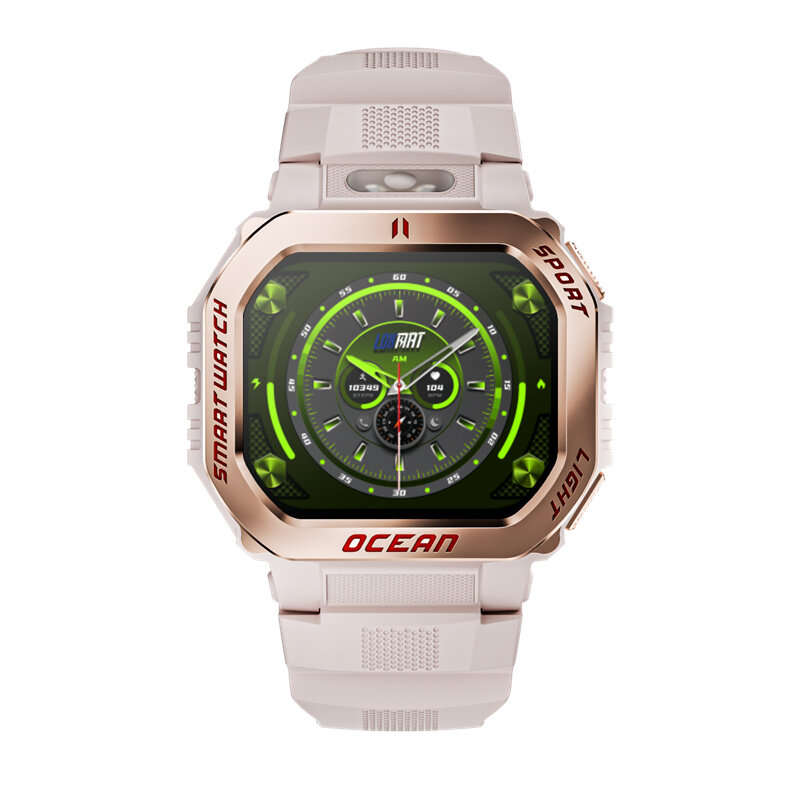 Gold - LOKMAT OCEAN GT 1.75-inch HD Screen Flashlight Compass AI Voice Assistant 3ATM Waterproof blu