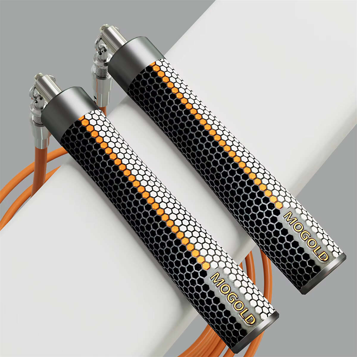 Black - Mogold Weighted Jump Ropes Adjustable Length Weights 360 Degree Spin Ergonomics Grip Skippin