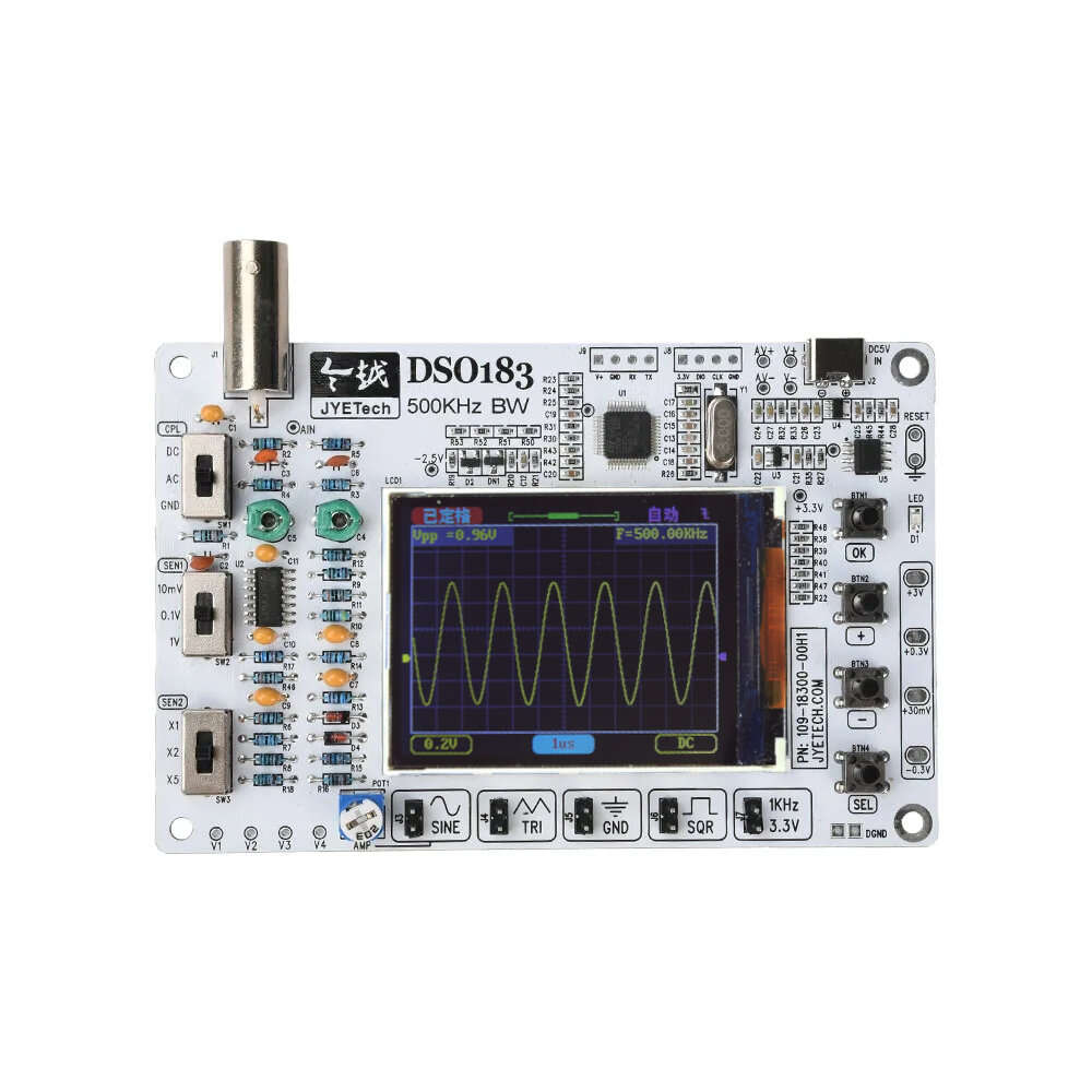 With Shell - JYETech DSO183 DIY Oscilloscope Kit 500KHz ADC Built in Signal Generator Waveform Displ