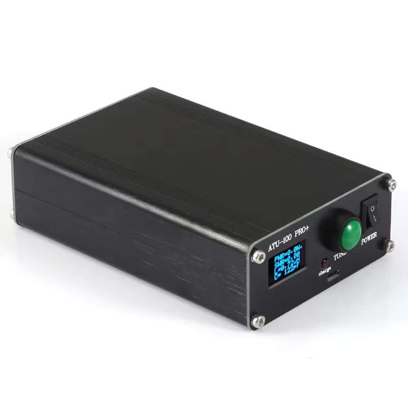 Black - ATU-100 Pro+ Automatic Antenna Tuner 1.8-30MHz HF Band 100W Peak Power USB Charging OLED Dis