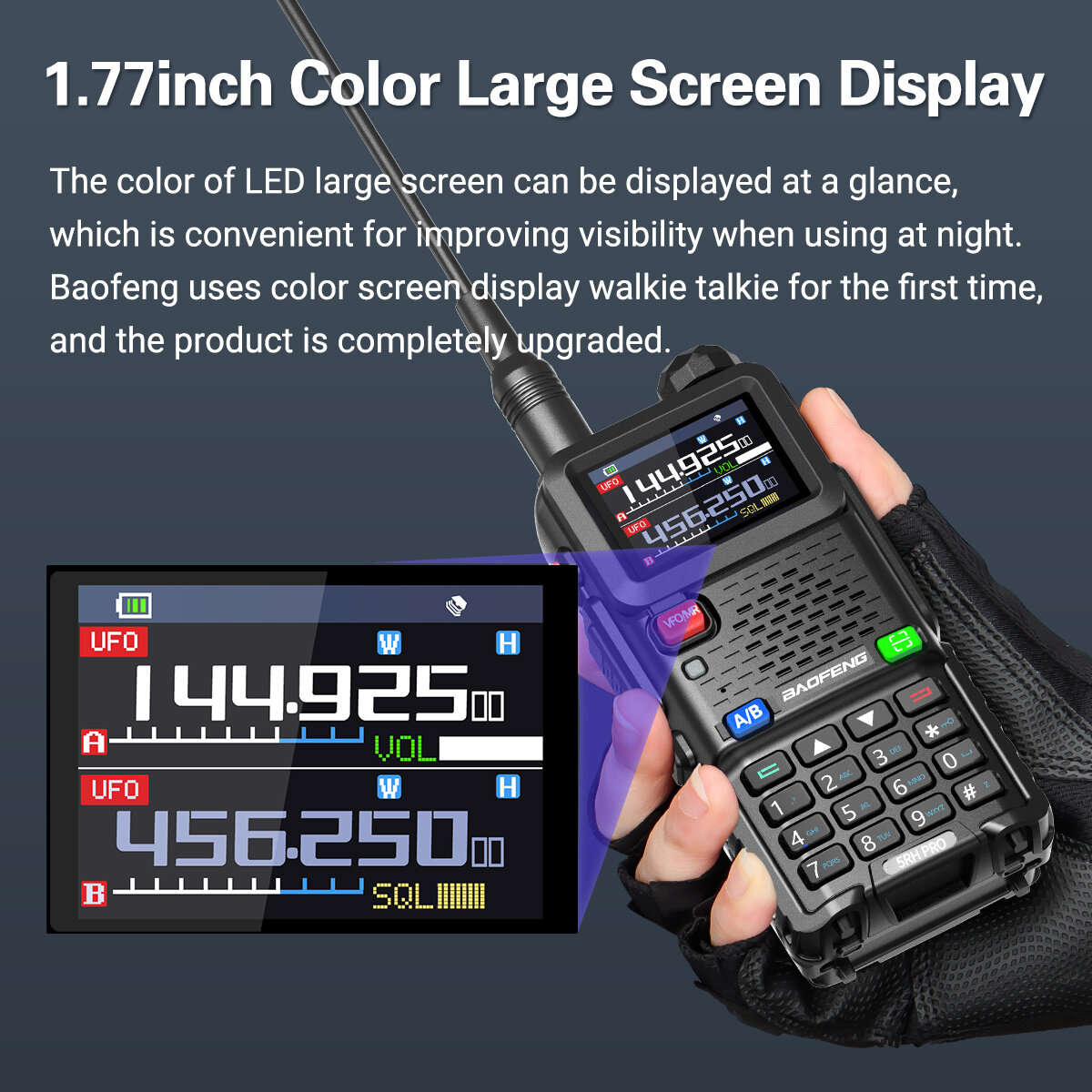 Baofeng UV-5RH PRO GPS Walkie Talkie Multi Band Wireless Copy Frequency NOAA Long Range Two Way Ham