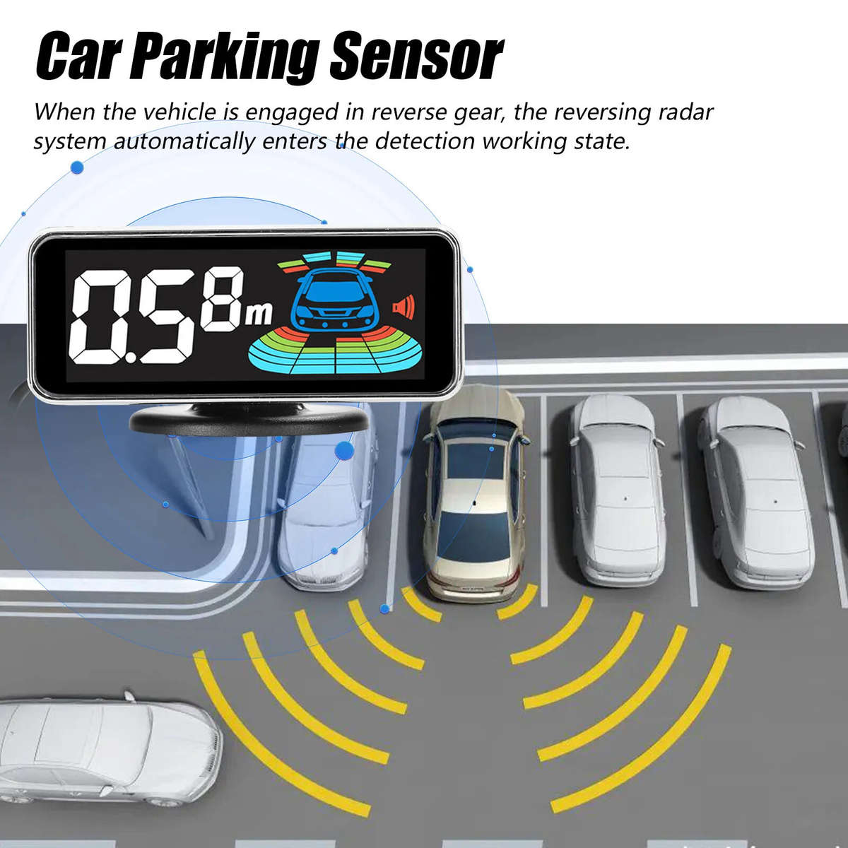 Black - Front & Rear Car Reversing Radar System Lcd Display Parking Sensor With 8 Head Probe Distanc