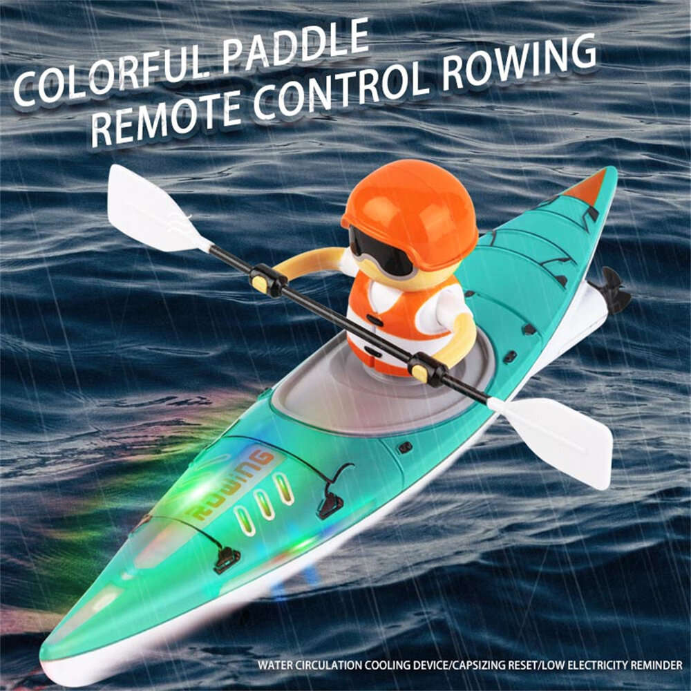 Blue - HC 810 RTR 2.4G RC Boat Colorful Paddle Remote Control Rowing LED Lights 360 Driving Dual Mod