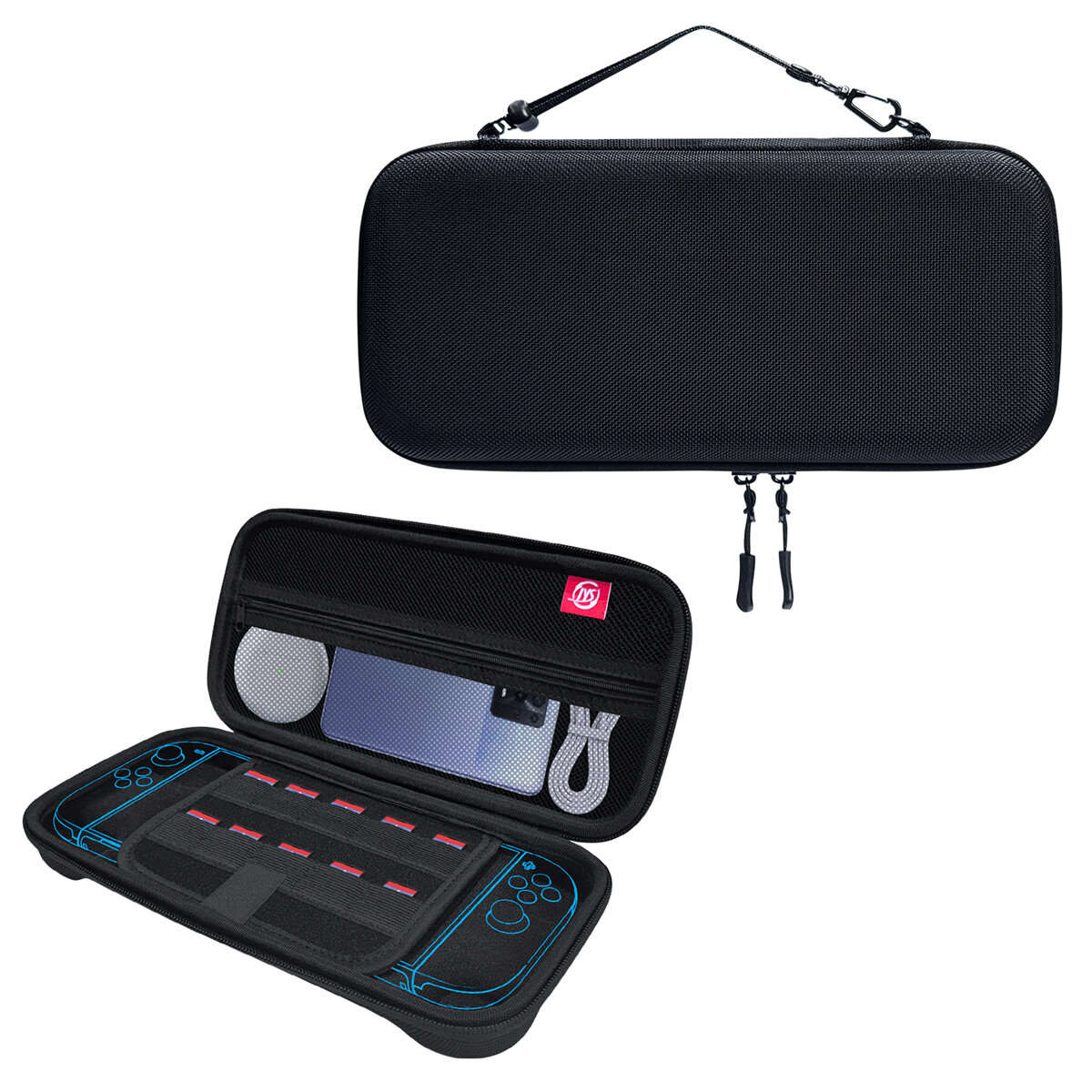 Red/Blue - For Switch2 Game Console Storage Case Multi-layers Shockproof Water-resistant Built-in 10