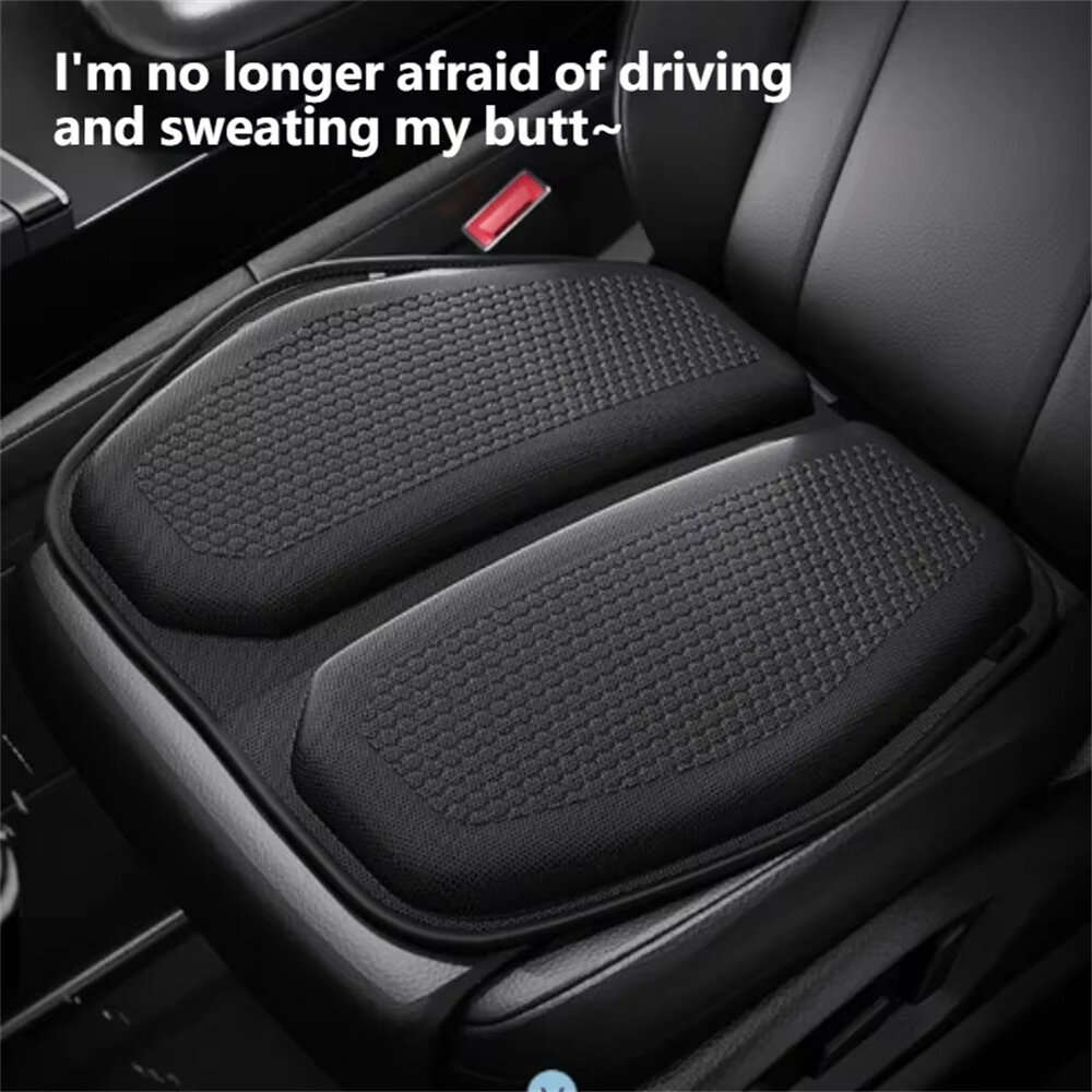 Black - 3D Cooling Gel Seat Cushion Honeycomb Design Anti-Slip Base Breathable Eco-Friendly Thick Su