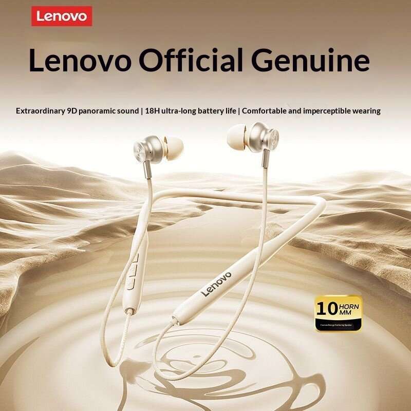 Skin White - Lenovo E500 Neckband Earphone Wireless bluetooth 5.4 Headphone 10mm Drivers Ultra-CD Le