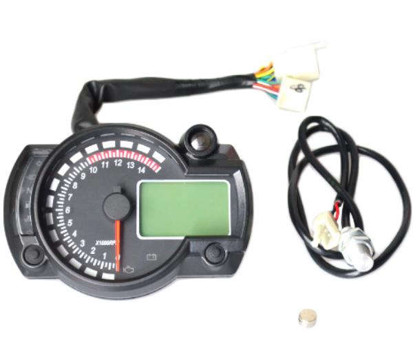 12V 15000Rpm Motorcycle Speedometer Odometer Adjustable Waterproof Lcd Digital