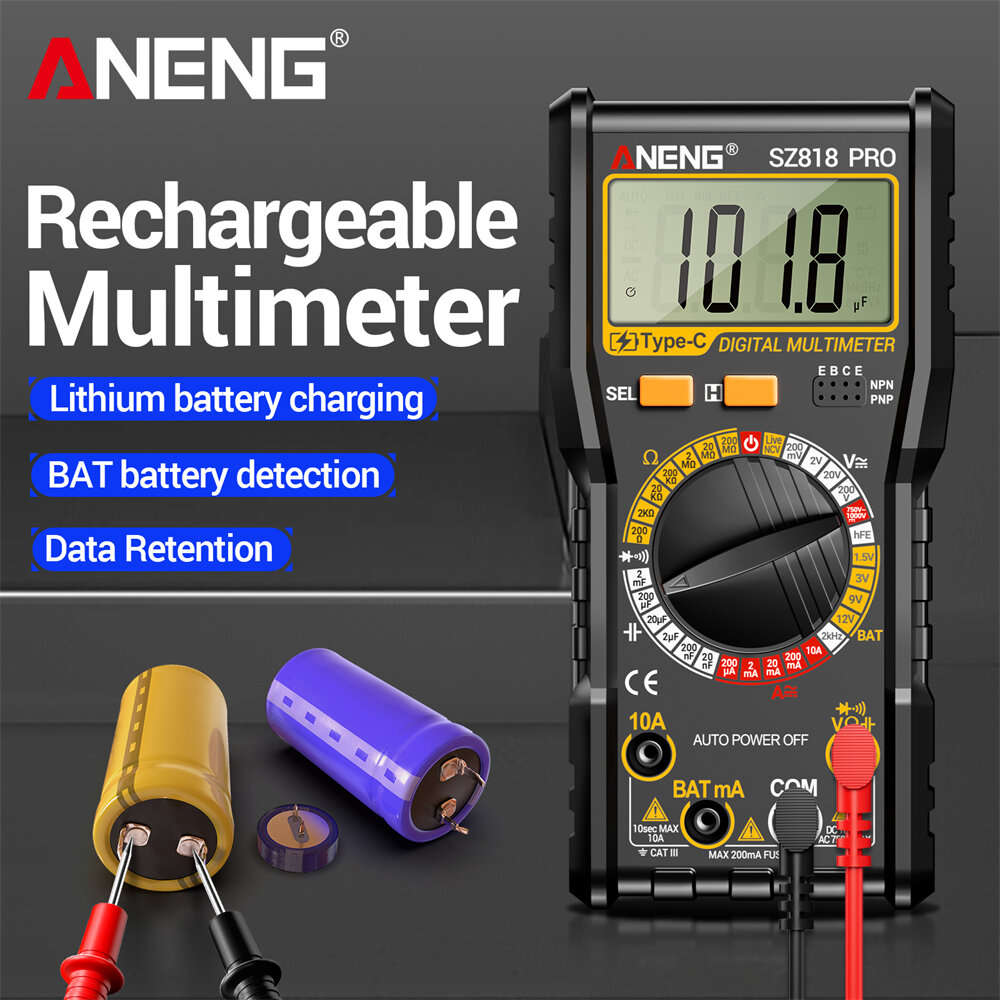 SZ818 PRO - ANENG SZ818 SZ818PRO Digital Multimeter True RMS 1000V Voltage 10A Current Measurement R