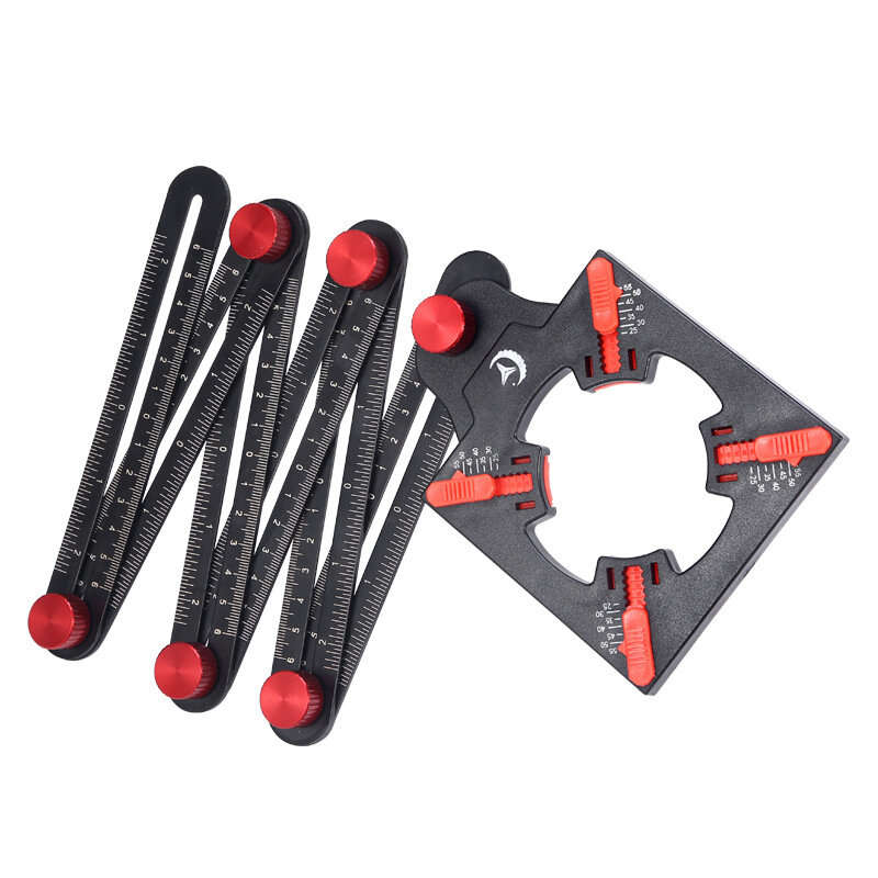 6 Folding Aluminum Alloy Ruler Multi-Angle Measurement Tool Tile Positioning Hole Opener Mold Templa