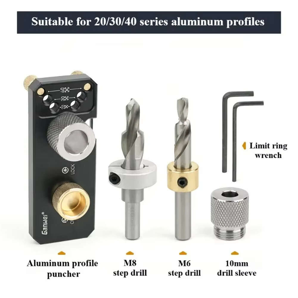 Black - Aluminum Profile Drilling Jig 20/30/40 Series Profile Positioning Punching Locator Set with