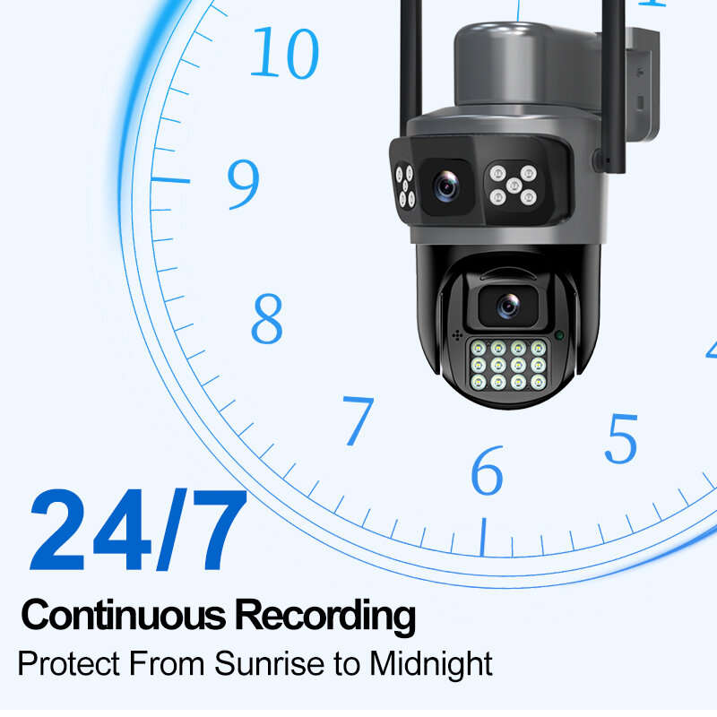 Black - AOV 4G LTE Solar Security Camera 10MP Dual Lens 5K PTZ Night Vision 2-Way Audio Motion Alert