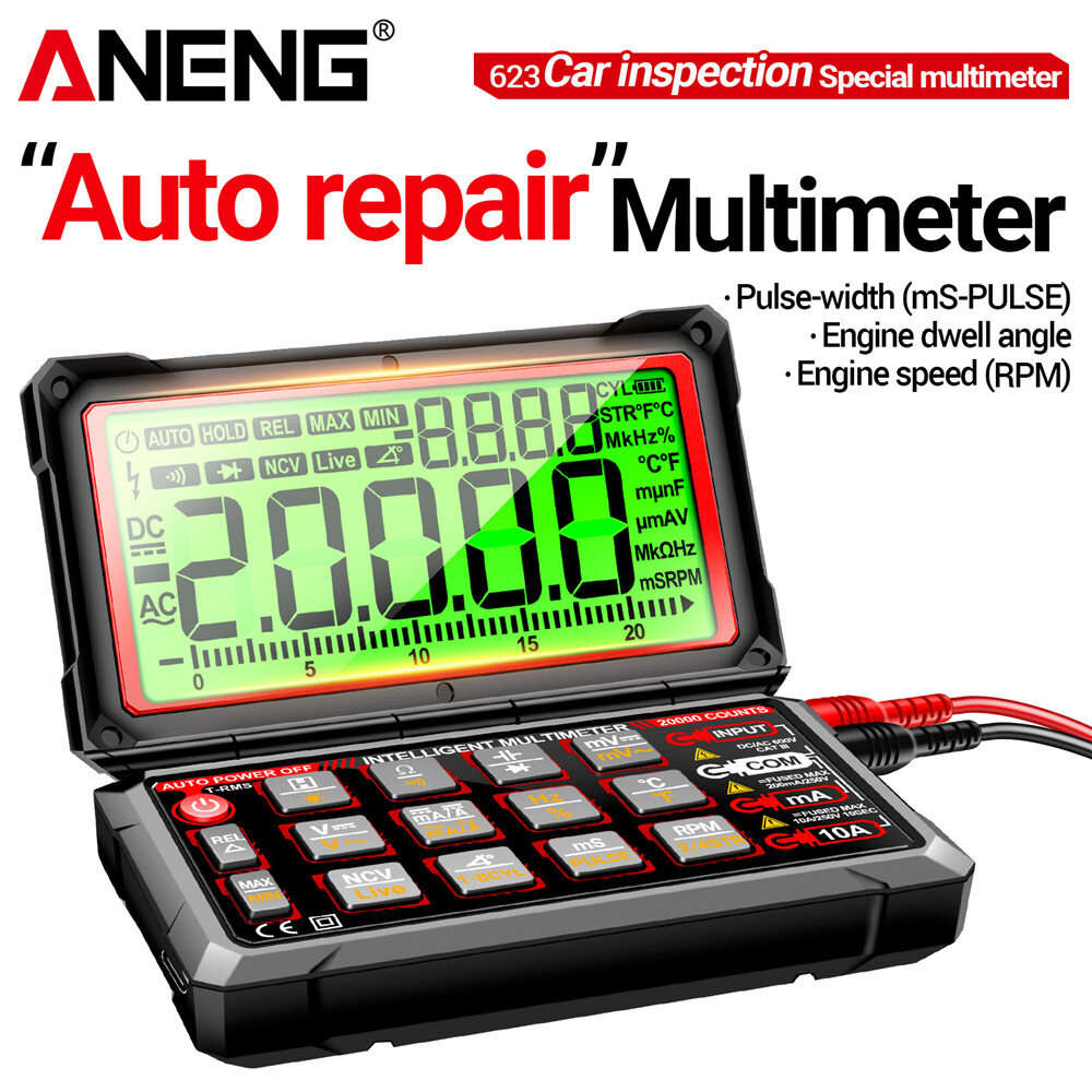 623 Pro - ANENG 623 623Pro Auto Repair Multimeter 20000 Counts AC/DC Voltage Current Resistance Capa