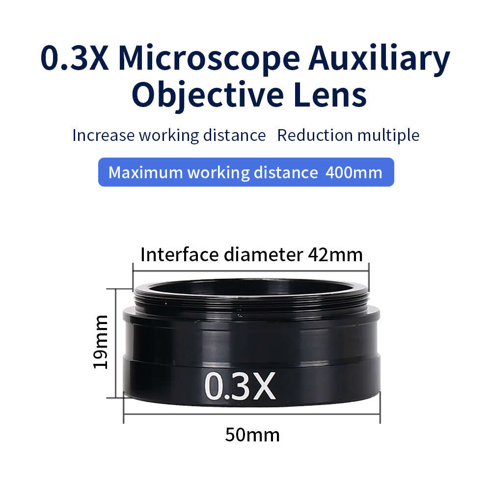 0.3X - HAYEAR Versatile 0.3X 0.5X 2X Barlow Lens Set for C-MOUNT Industrial Microscope 42mm Mounting
