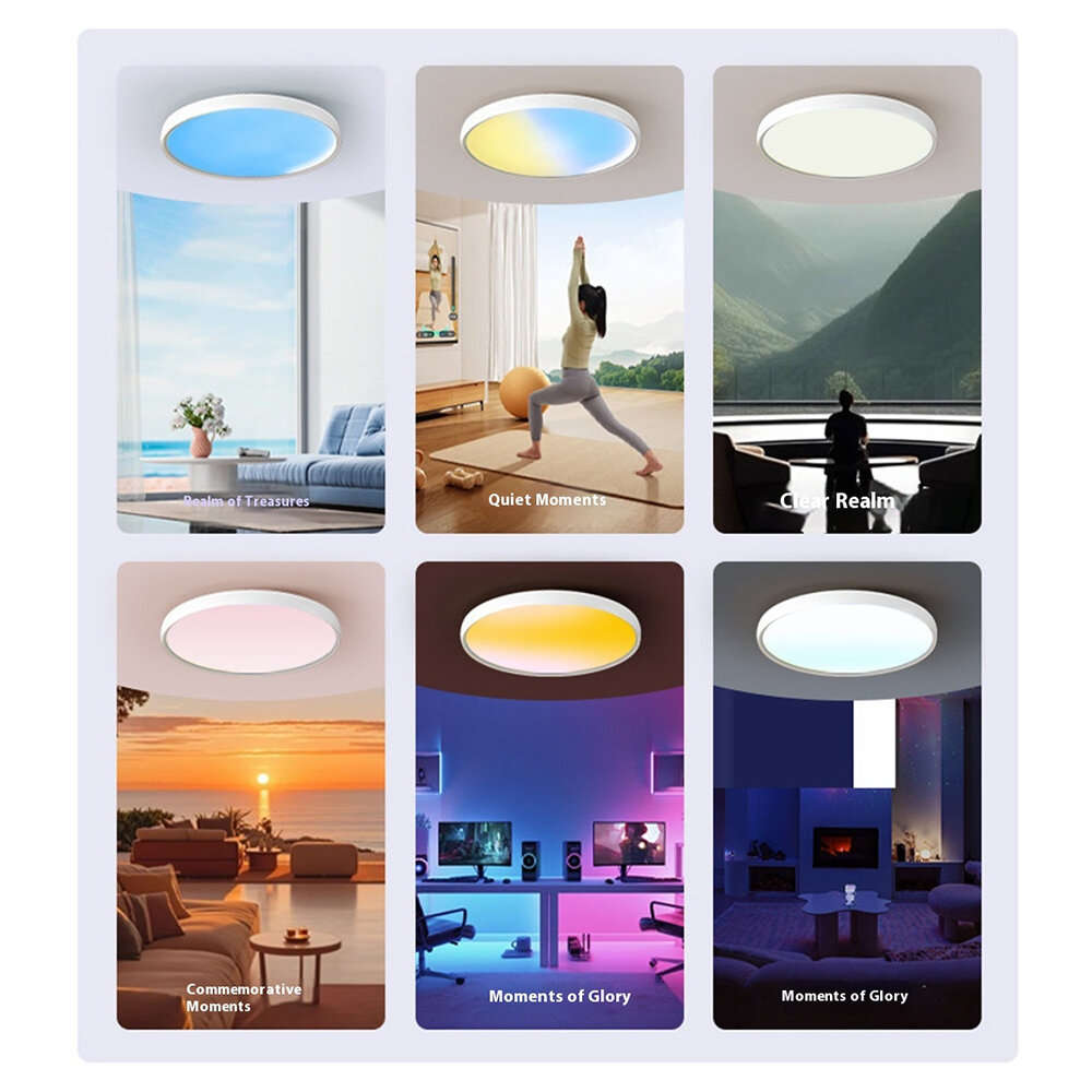 RGB - Elfeland 60W 40cm Full Spectrum LED Ceiling Light 1800K~12000K Remote Control with RGB Modes D