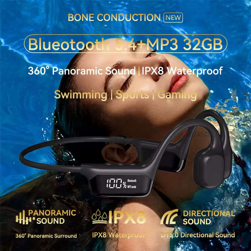 Black - S10 Bone Conduction Earphone bluetooth 5.4 Earbuds DT5.0 Directional Sound Two-way Acoustic