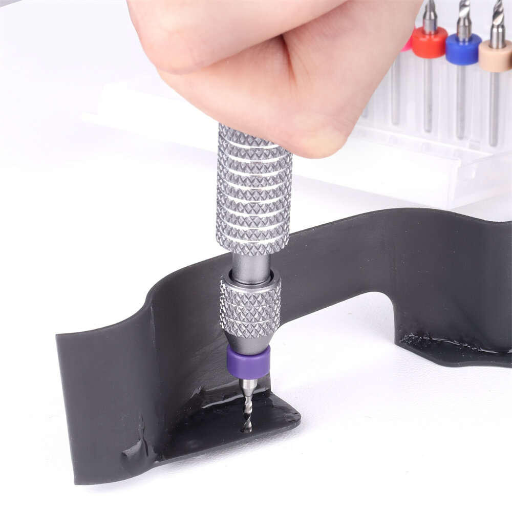 Silver - Mini Pin Vise Hand Drill Set Precision 360 Rotation Metal Construction Non Slip Handle 10 C