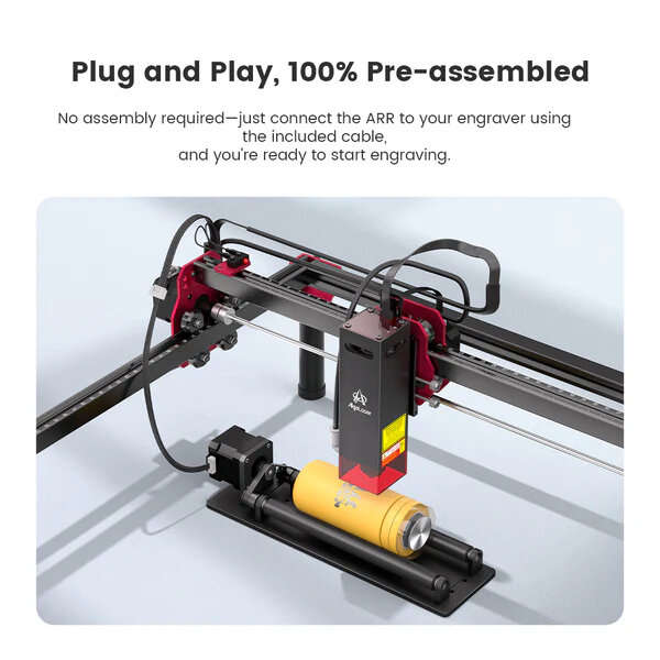 Black - AlgoLaser Simple Rotary Roller Plug and Play for 5-100mm Diameter Objects Laser Engraving Pa