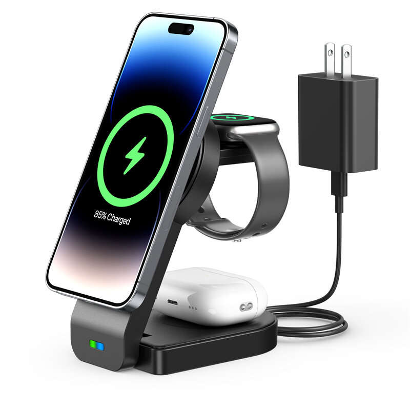 Black - B-23 15W 10W 7.5W 5W Wireless Charger Fast Wireless Charging Stand for Qi-enabled Smart Phon