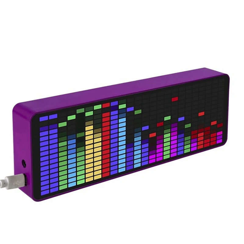Blue - Multi-color LED Music Spectrum Electronic Clock Sound Control Rhythm Light 16*24 RGB Pickup A