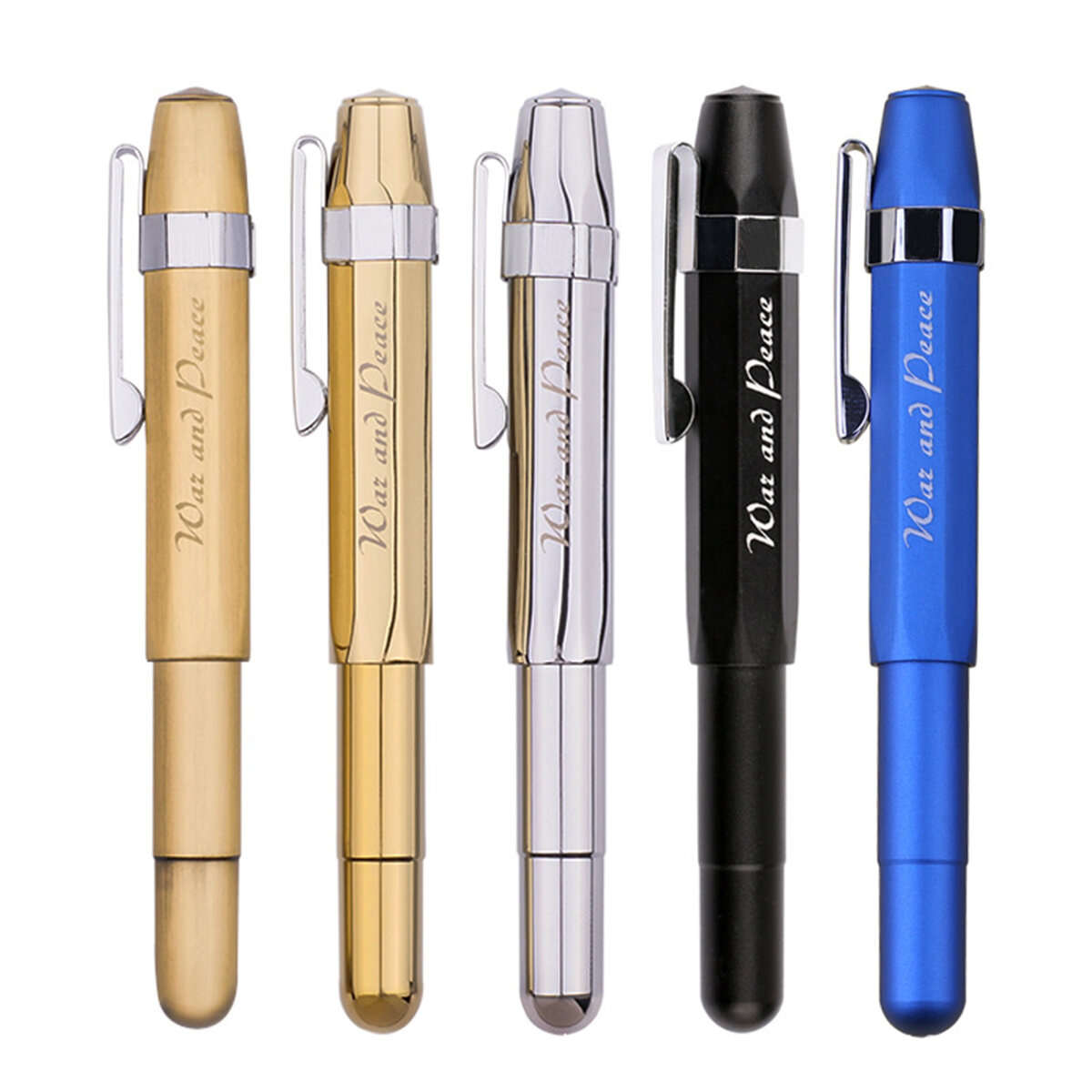 Metal Fountain Pen Short Smooth Calligraphy Writing Pen Ink Gel Pen with Iron Case Gift for Students