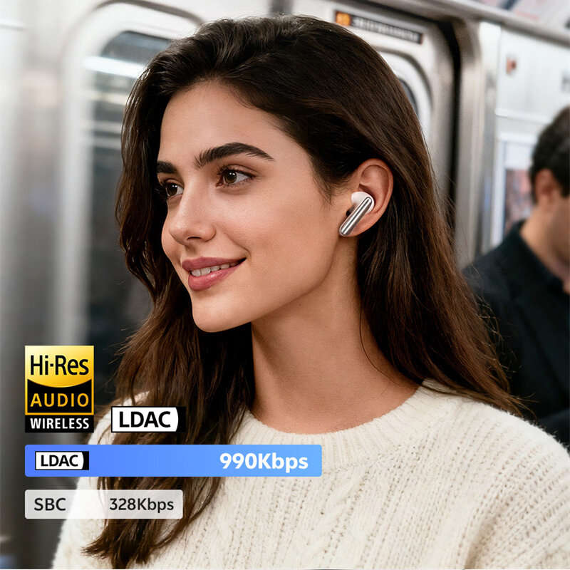 Black - QCY MeloBuds N60 ANC In-ear Earbuds Double Drivers bluetooth 6.0 Earphone -56dB Active Noise