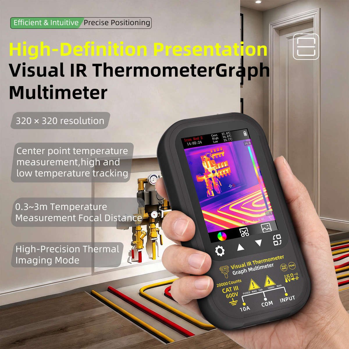 With Macro Lens - BSIDE SH6 Thermal Imaging Multimeter 320x320 Handheld IR Camera 3.5" Touch Screen