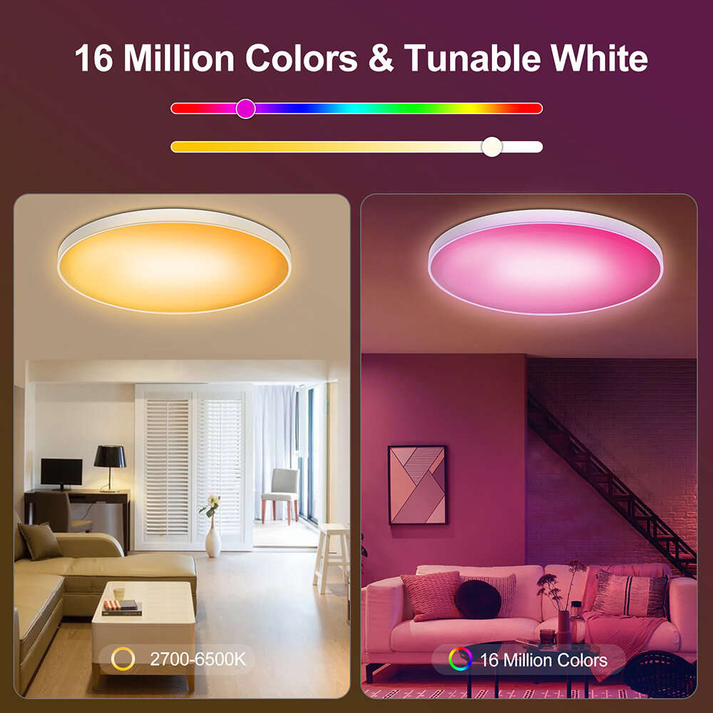 White - Elfeland 30W Smart RGB Ceiling Light with WiFi Bluetooth Remote Control Dimmable APP & Voice