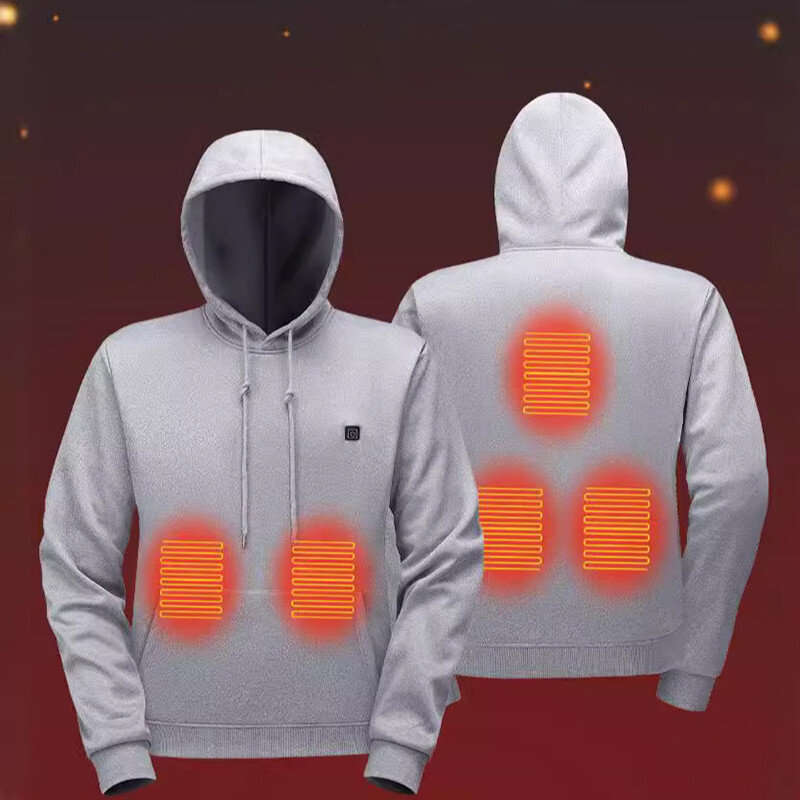 5XL - TENGOO HS05G Smart Heated Sweatshirt 5 Heating Areas Quick Heating USB Rechargeable Washable S