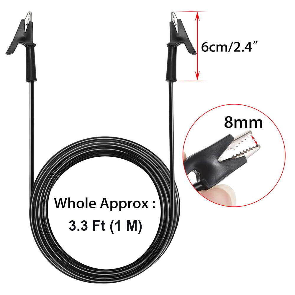 1M - Dual Ended Crocodile Alligator Clips 15A Test Lead Wire Cable 3.3 ft with Copper Clamps Electri