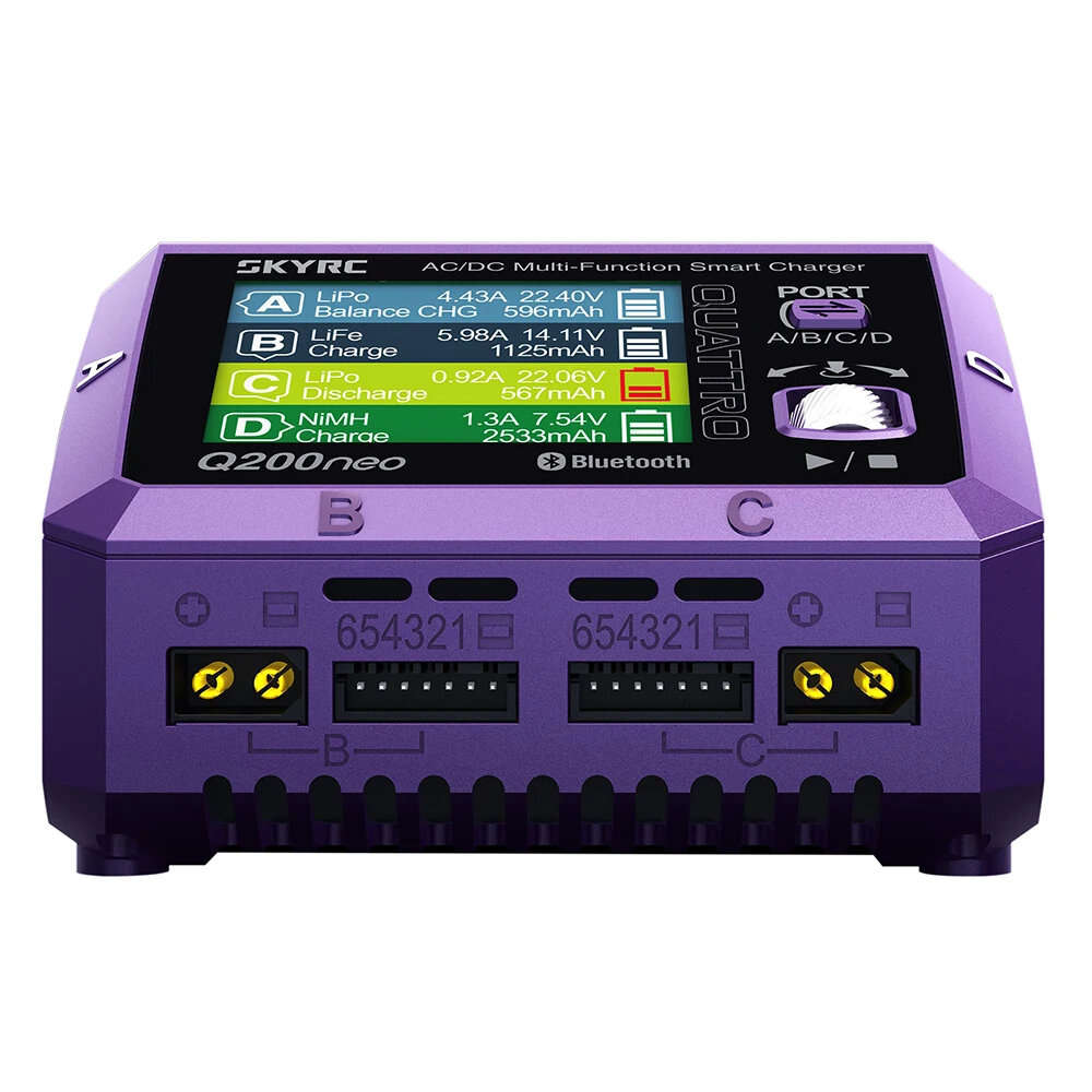 US Plug - SkyRC Q200neo 4 Channel AC 200W DC 400W 10A*4 Multi-Function Smart Charger for 1-6S Lipo L