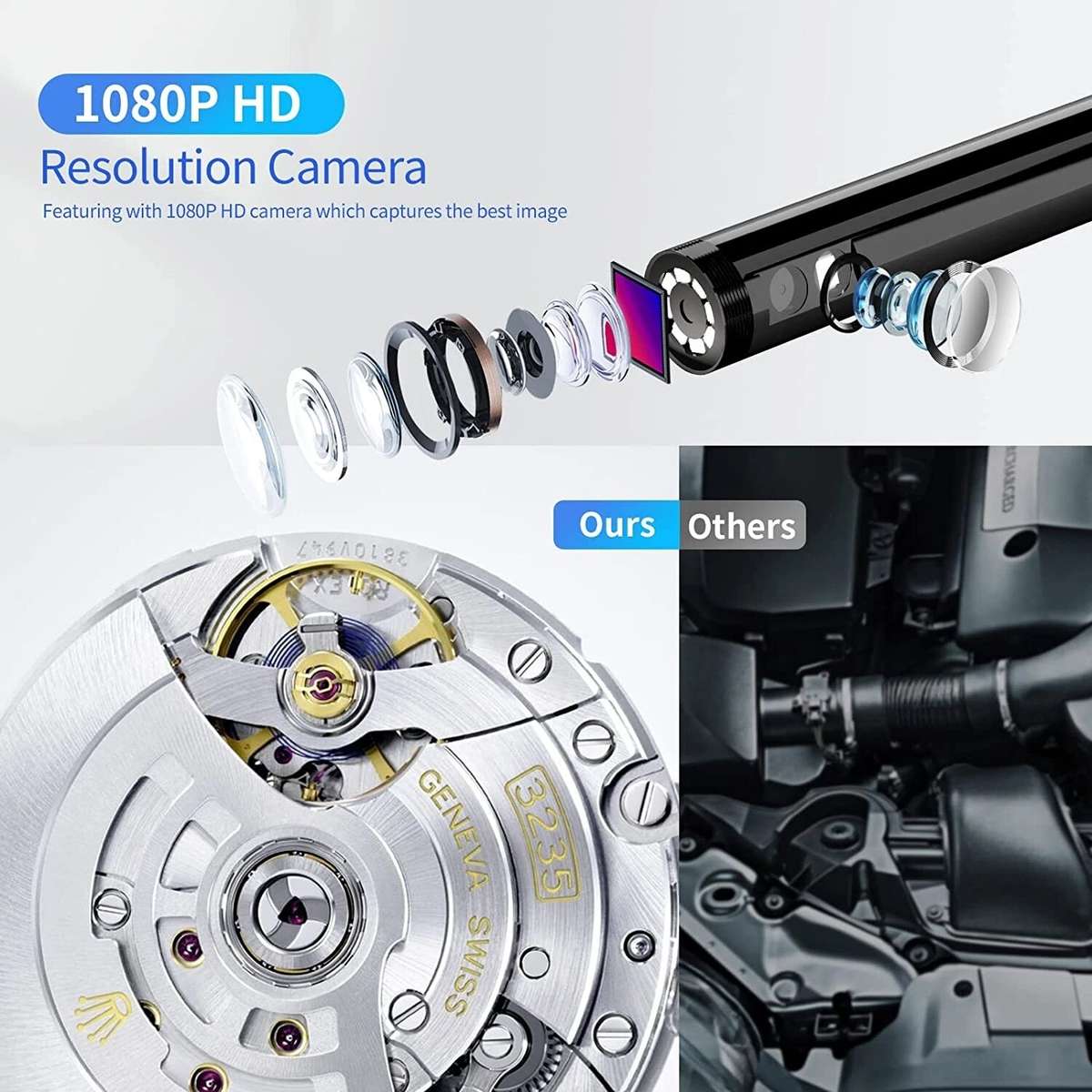 5M - P50 1080P 8mm Dual Camera Piping Borescope Camera 4.5In IPS LCD Digital Inspection Camera With