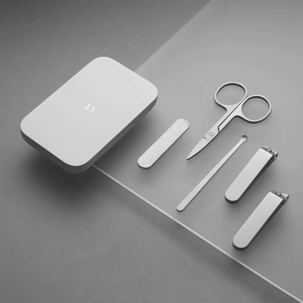 White - Xiaomi Mijia Portable Compact 5-Piece Mini Nail Clipper Set Stainless Steel Flat Nail Clippe