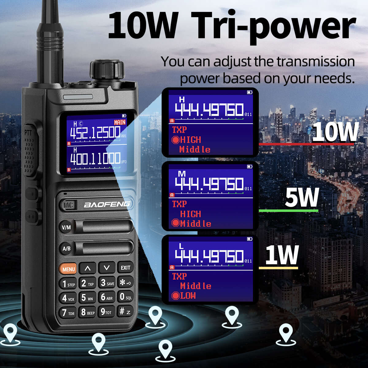 Black - Baofeng UV-26 10W High Power Walkie Talkie Handheld Two Way Radio Long Range Multi Band NOAA