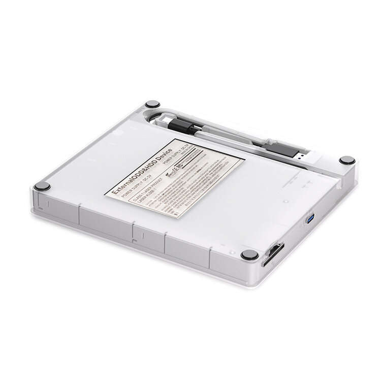 White - 8-in-1 USB Type C External DVD CD Burner with with Card Readers 8X Write 24X Read Portable O