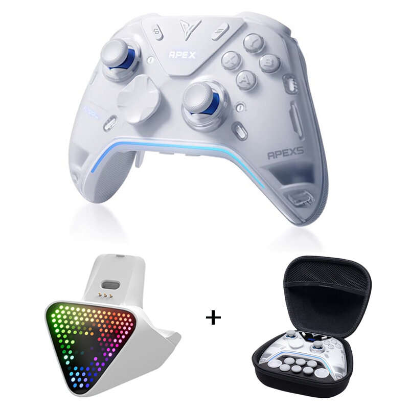 Handle + White Base - Flydigi APEX 5 Elite Controller Force Feedback RGB Lighting Wireless bluetooth