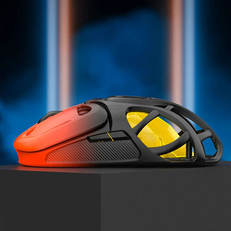 Orange - K-Snake X10 Tri-Mode Wireless Gaming Mouse Hollow Design 10000DPI RGB Lighting 400mAh Batte