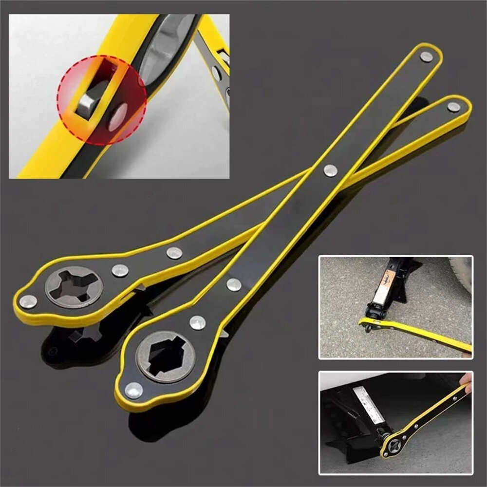 #A - Jack Ratchet Wrench Dual Interface Design High Strength Steel Anti Rust Portable Labor Saving T