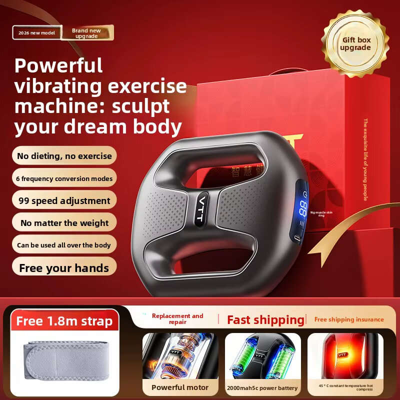 Black - VTT U9 Fascia Ring 99-Levels Speed 6 Modes Adjustable Dual-Ring Vibration Red-light Compress
