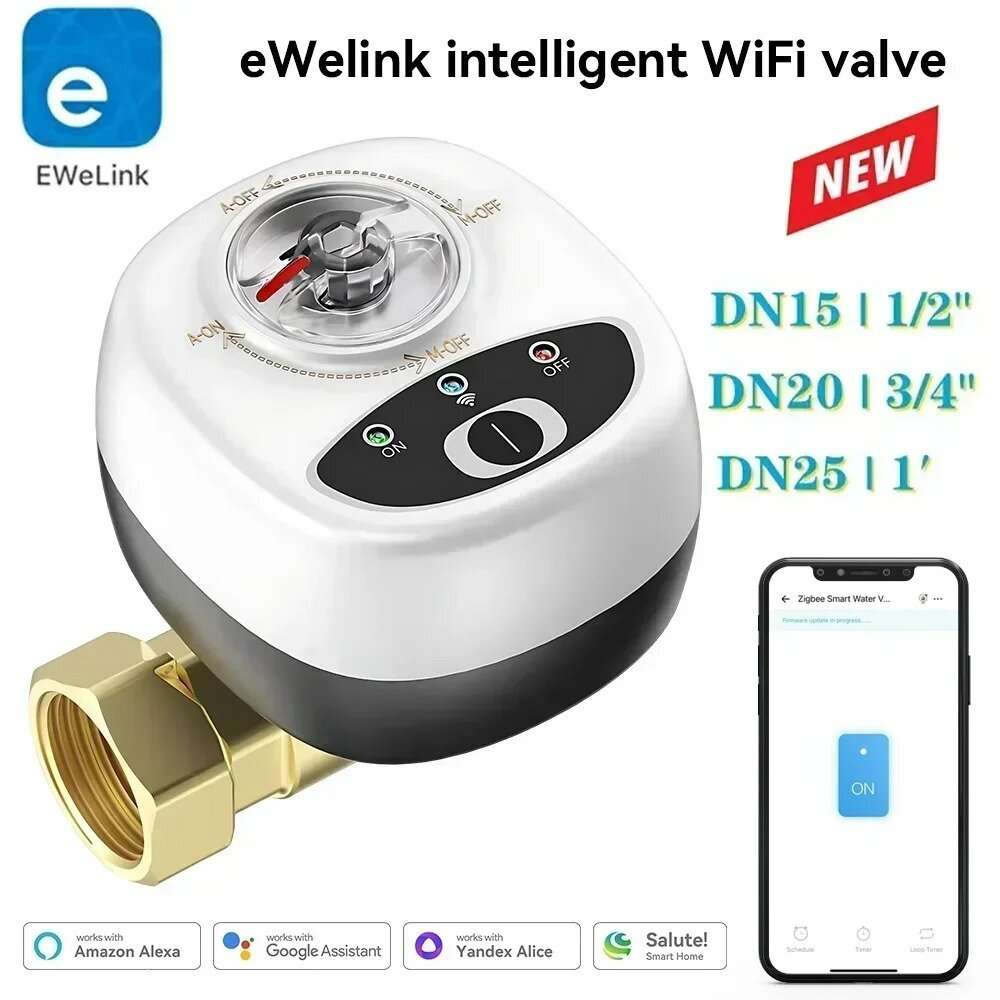 DN25 - Tuya WiFi Smart Water Valve APP Remote Control DN15/20/25 Timing & Voice Control Work With Al