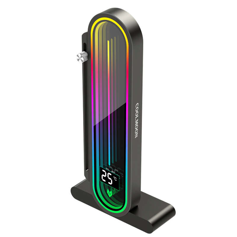 Black - COOLMOON GH3Pro Temperature Display Magnetic Graphic Card Holder Support 5V ARGB Sync Vertic