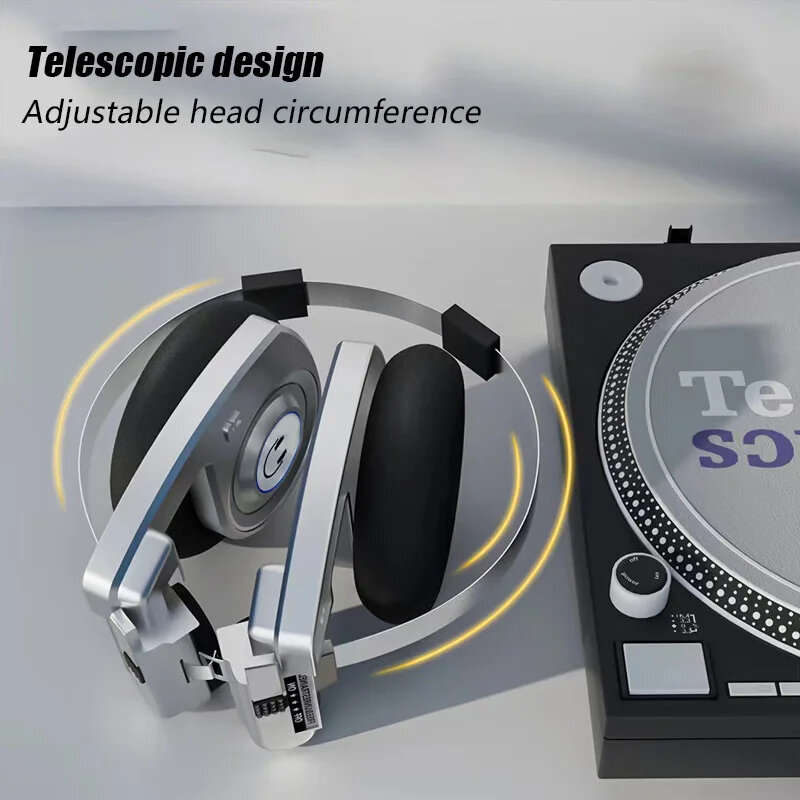 Silver - H1Pro bluetooth Headset Retro Stainless Steel Headphone Dual 36mm Dynamic Coils Telescopic