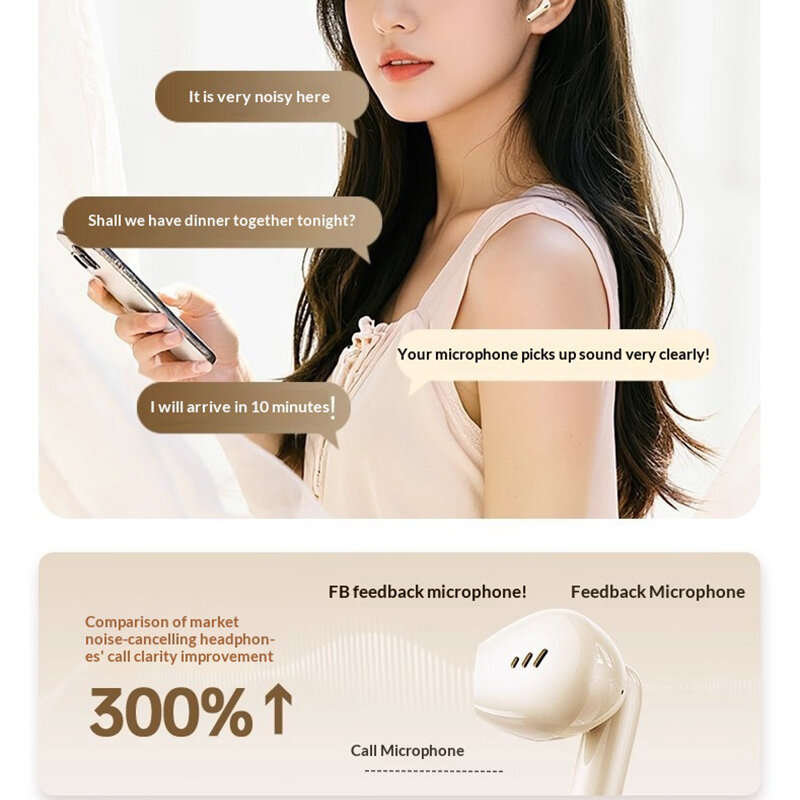 White - Lenovo EA175 TWS Earbuds Wireless bluetooth Earphone Deep Bass Dual Mic AI Call Noise Cancel