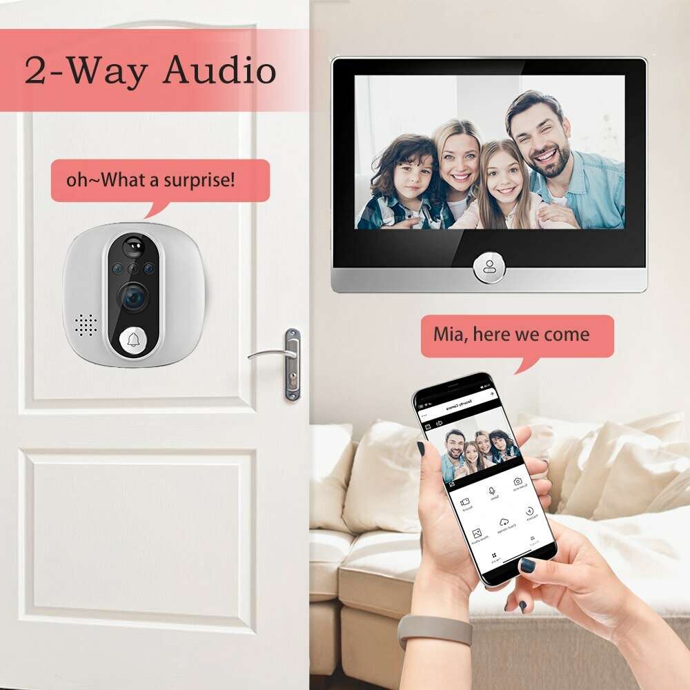Tuya W1 1080P Peephole Camera IPS LCD Digital Door Viewer Remote Phone Intercom WiFi Smart Home Vide