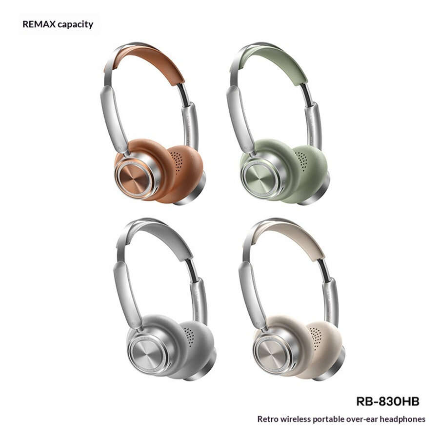 Gold - REMAXS RB-830HB Retro bluetooth Headphones Long Battery Life Low Latency Comfortable On-Ear D