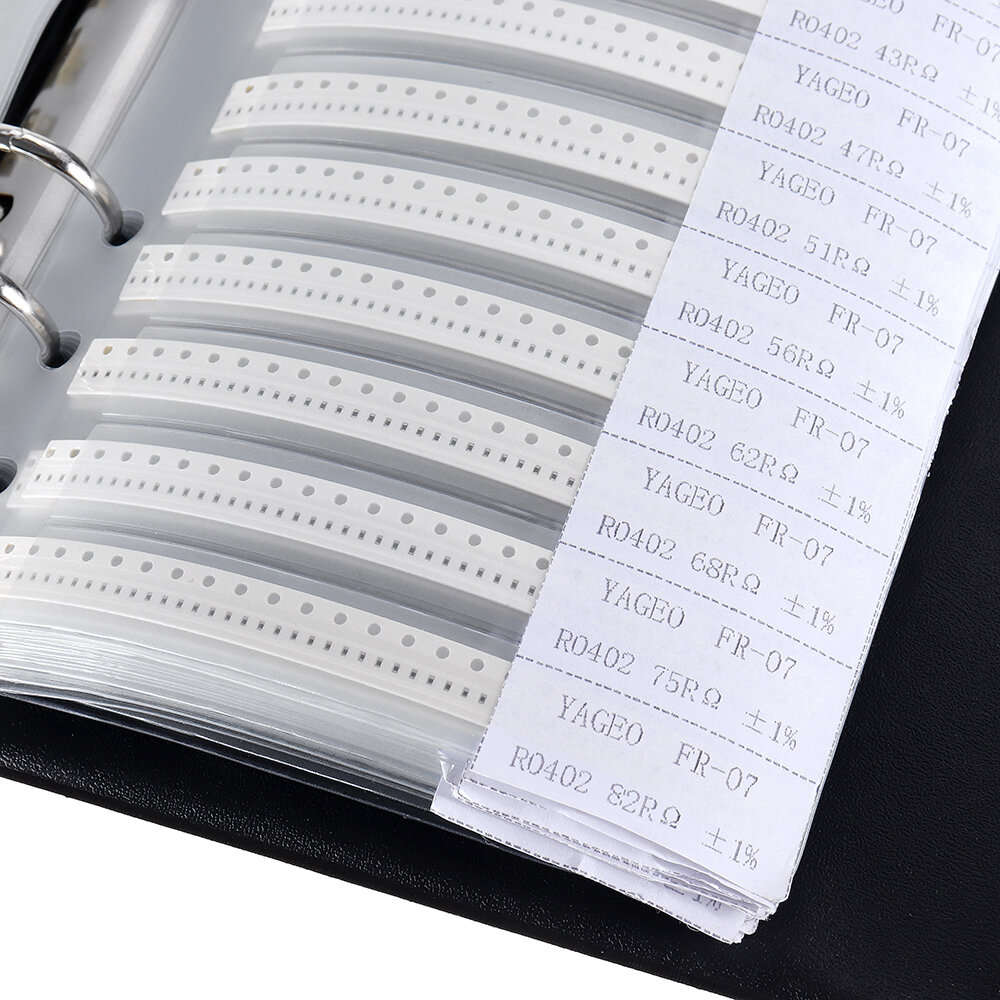 0402 SMD Resistor Sample Book 0R~10M 1% 170valuesx50pcs=8500pcs + Capacitor 80valuesX50pcs=4000pcs 0