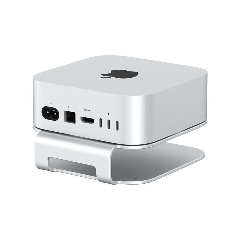 Silver - S60 Aluminum Cooling Stand Desktop for MacMini M4 M4 Pro 3mm Thickness Airflow Heat Dissipa
