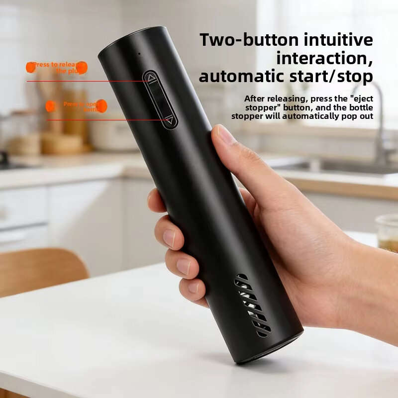 Black - Comfook USB Rechargeable Household Electric Wine Bottle Opener 8s Auto Uncork 2-Buttons Cont