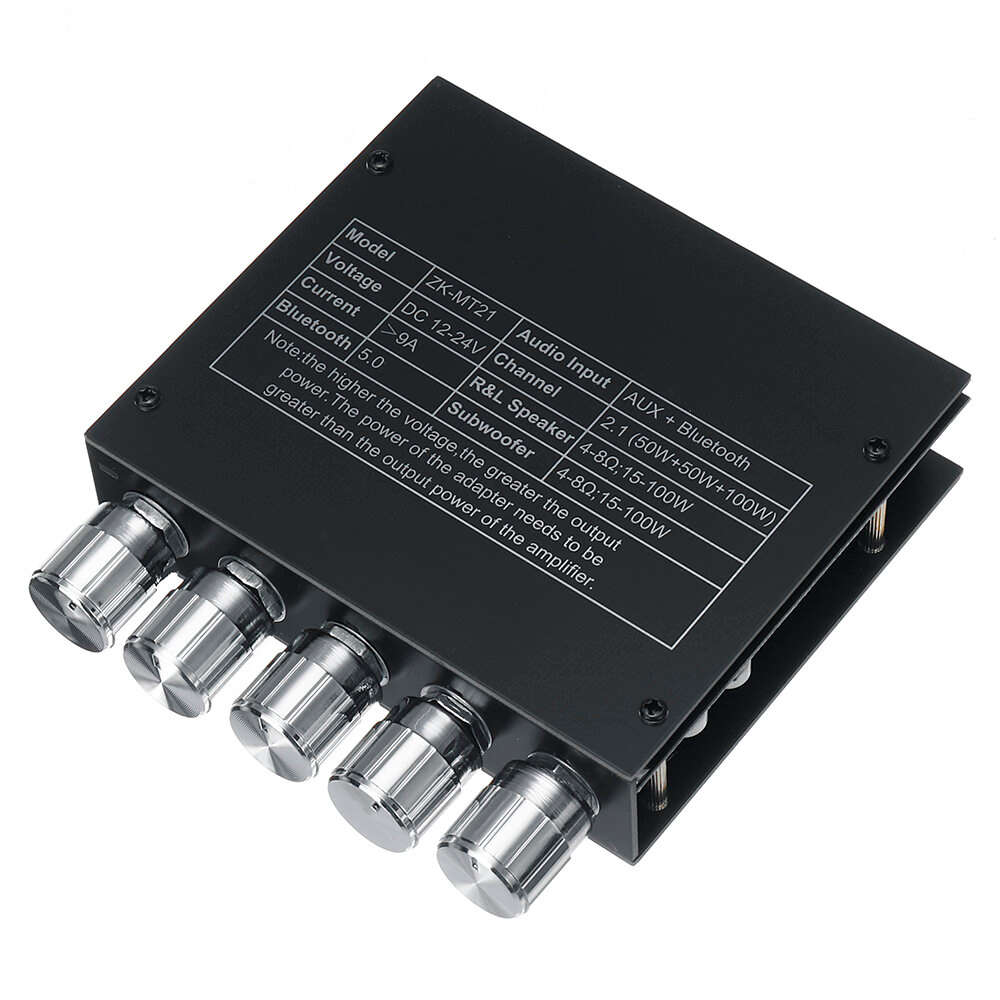 ZK-MT21 bluetooth 5.0 Subwoofer Amplifier Board 50WX2+100W 2.1 Channel Power Audio Stereo Amplifier
