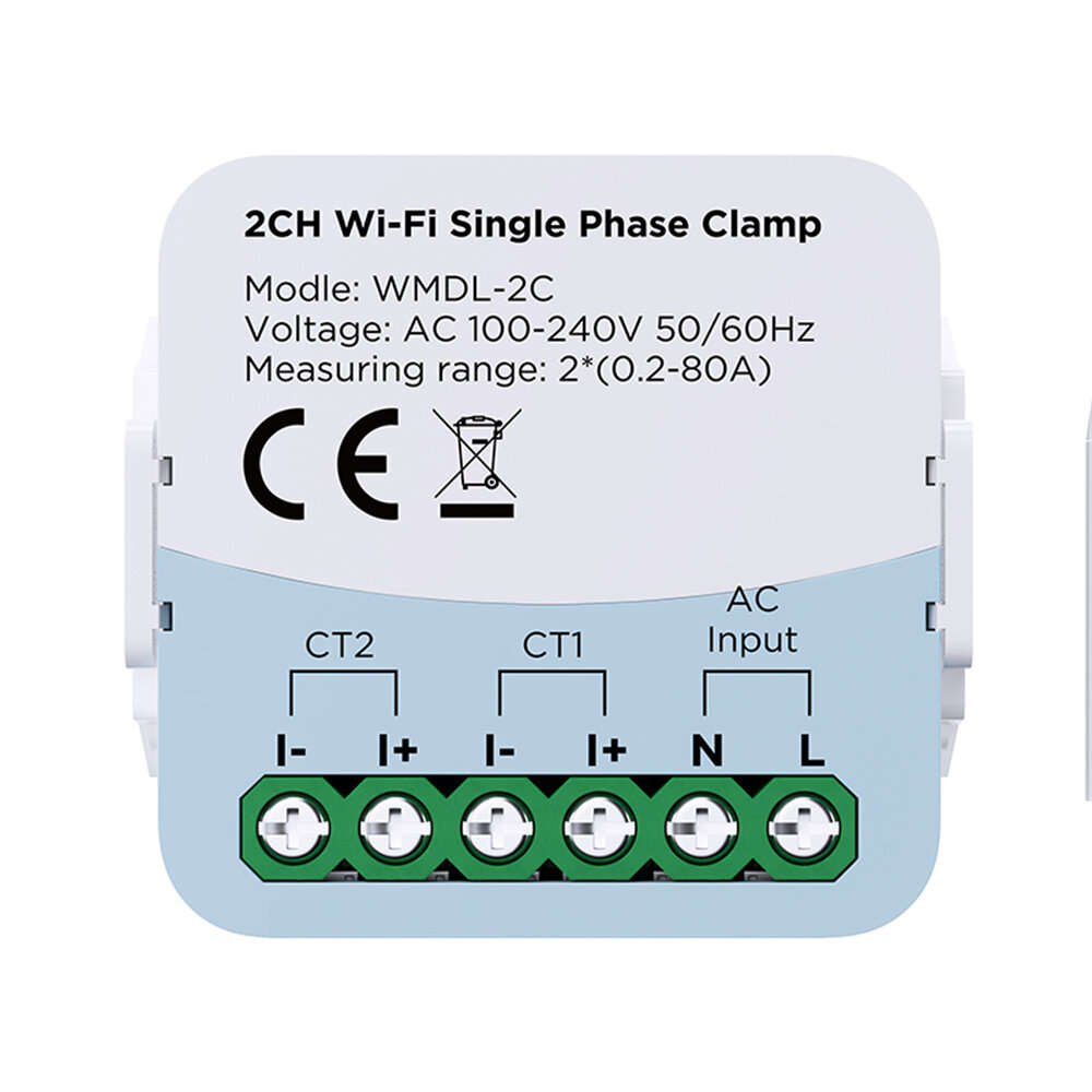 2 gang - Tuya WiFi Smart Energy Monitor WMDL-2C AC 100-240V 50/60Hz Real-Time Power Usage Tracker Hi